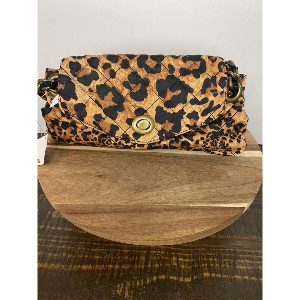 Talbot Leopard Fabric Bag With Metal Straps Clutch New with tags